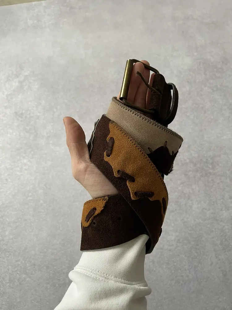 Avant Garde Y2k Vintage Cowhide Leather Handmade Fur Belt
